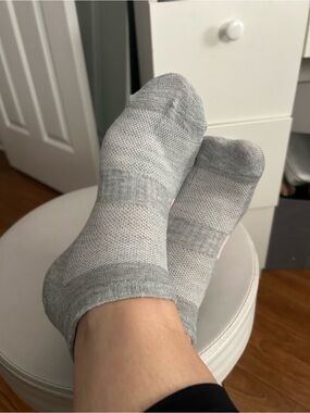 Low-Cut Women's Athletic Socks — Light Gray Well Worn